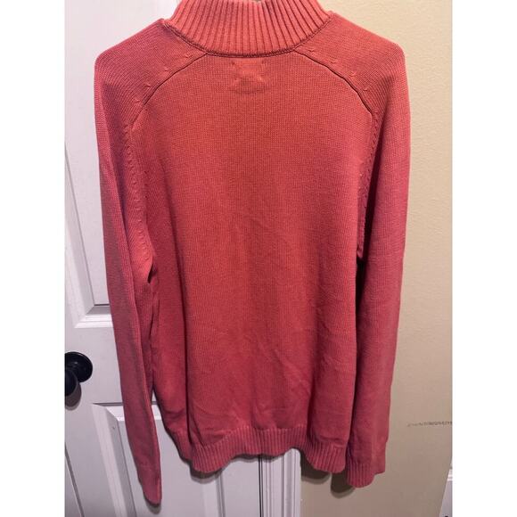 Lands' End Men's Quarter Zip Drifter Ribbed Pullover Sweater Spiced Apricot Sz L - Picture 6 of 11